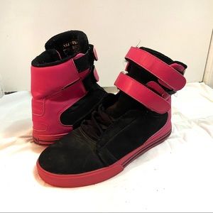 Mens Supra TK Society Black Pink Velcro Shoes